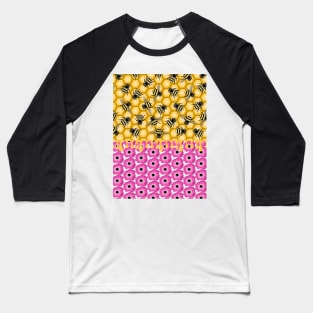 Honey Bees And Honeycombs With Anemone Flowers Baseball T-Shirt